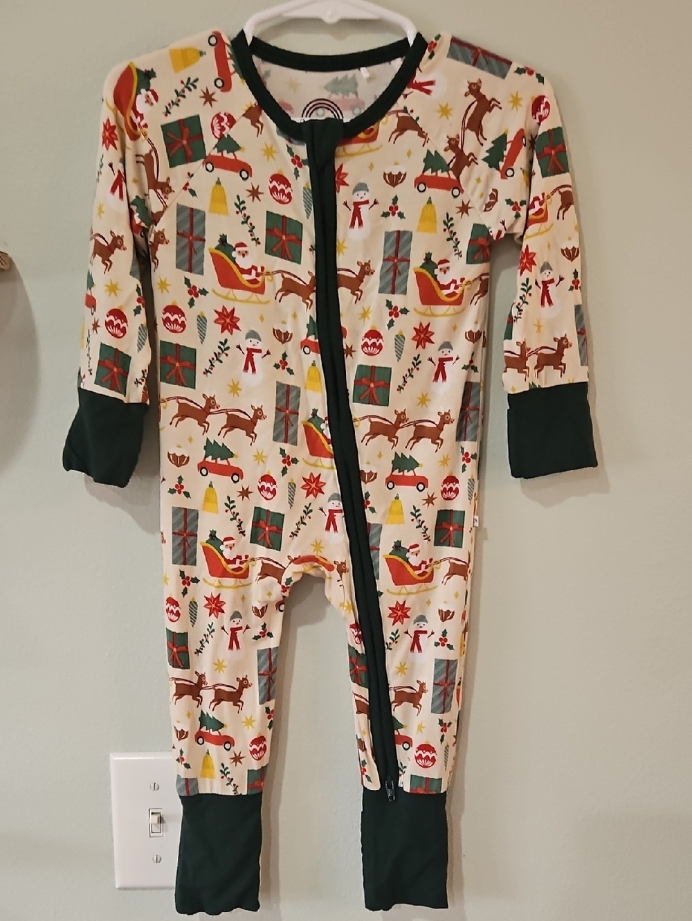 Emerson and Friends Bamboo Zippy 6-12M Christmas Holiday Print